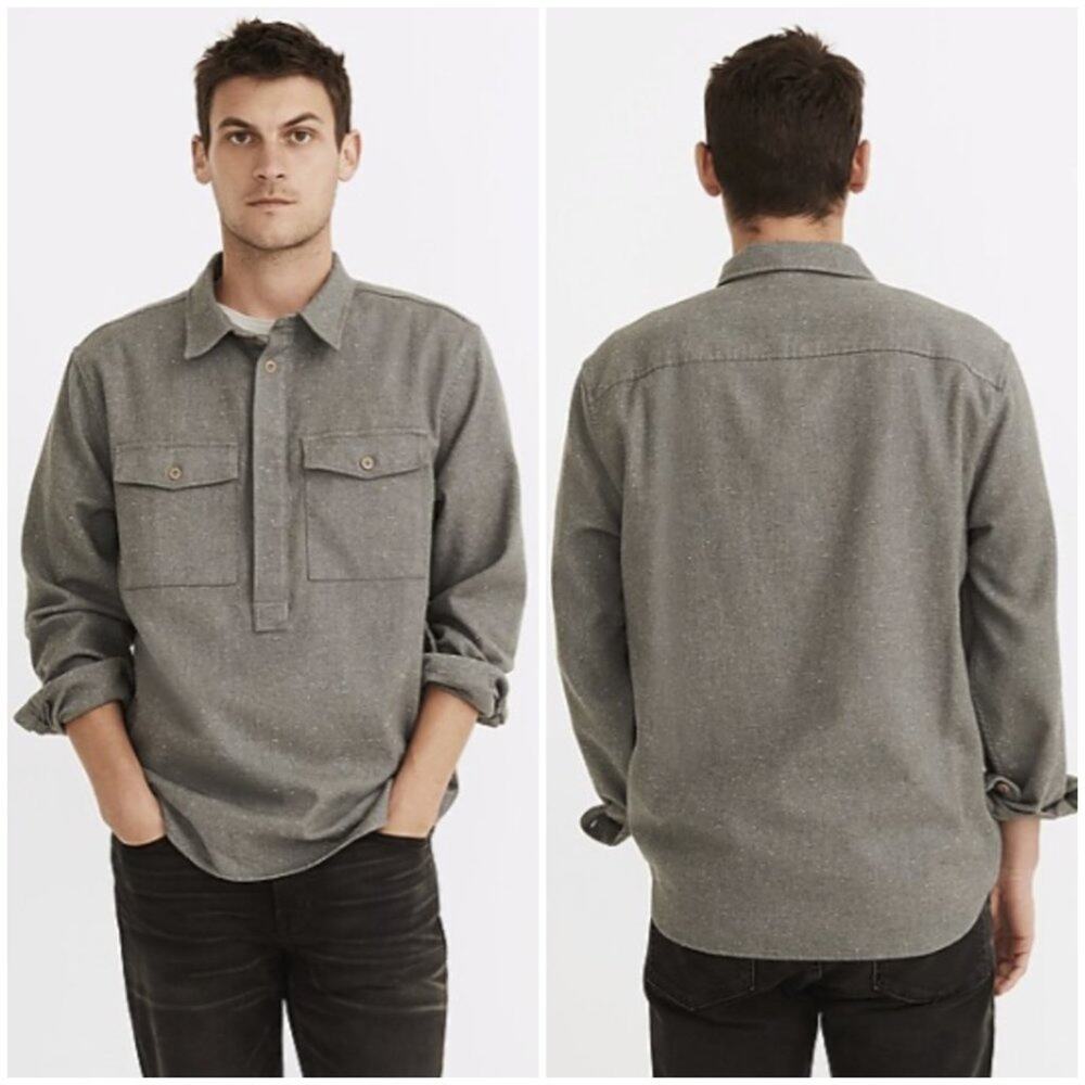 Madewell Men's Nubby Easy Shirt Jacket Gray Size S